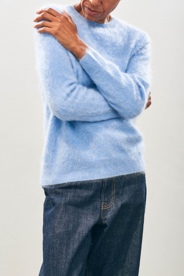 Cashmere Brushed Crew - Blue Marl