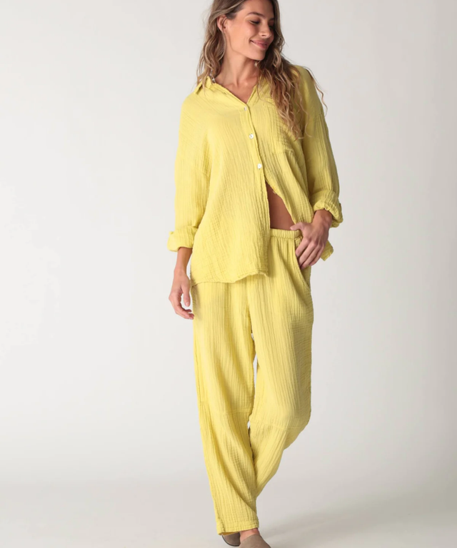 Boyfriend Gauze Shirt- Chartreuse
