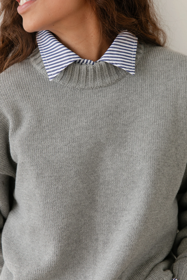 Cotton Cashmere Sweater - Heather Grey