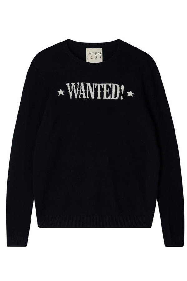 Cashmere Wanted Crew- Black and Cream