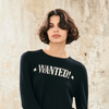 Cashmere Wanted Crew- Black and Cream