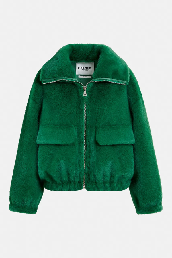 Genz Faux Fur Jacket - Dark Green