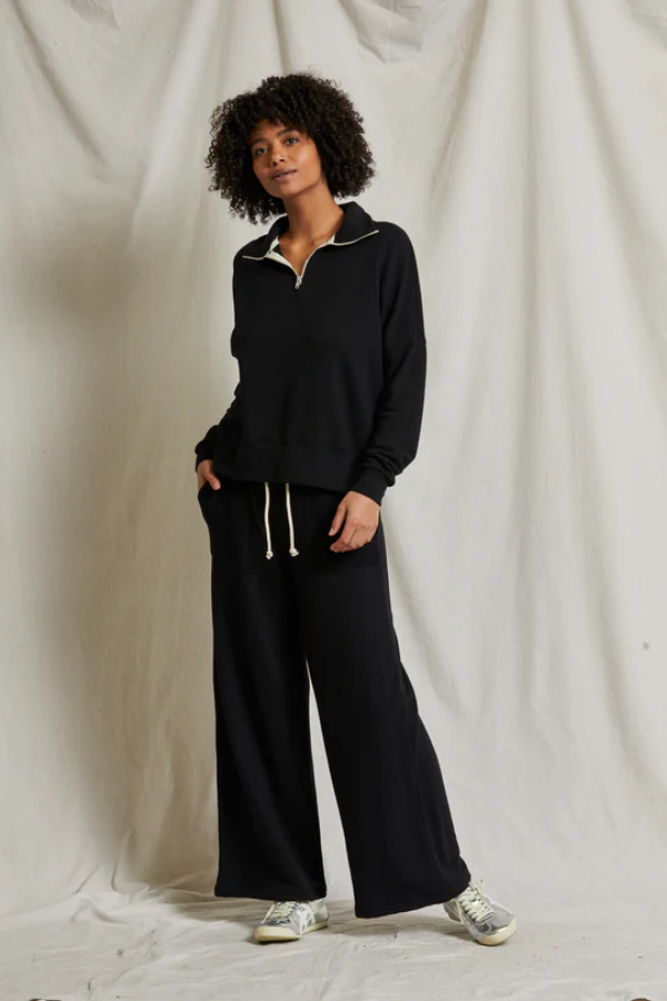 Rosanna French Terry Reverse Pocket Pant - True Black