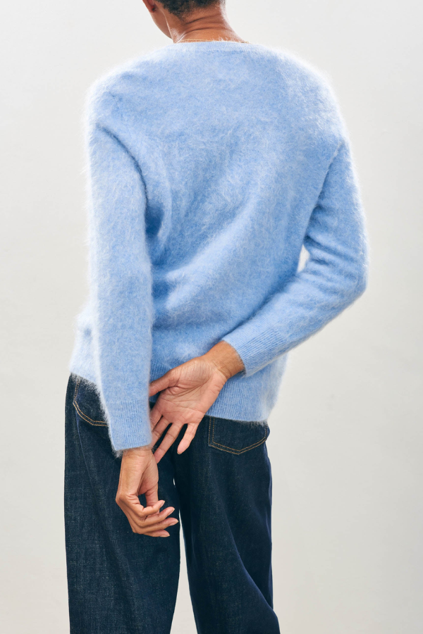 Cashmere Brushed Crew - Blue Marl