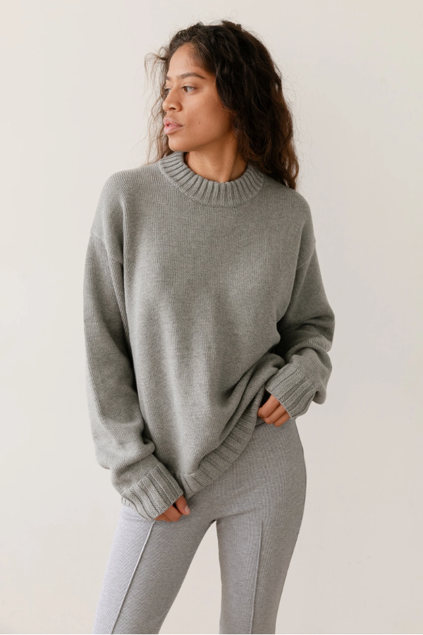 Cotton Cashmere Sweater - Heather Grey