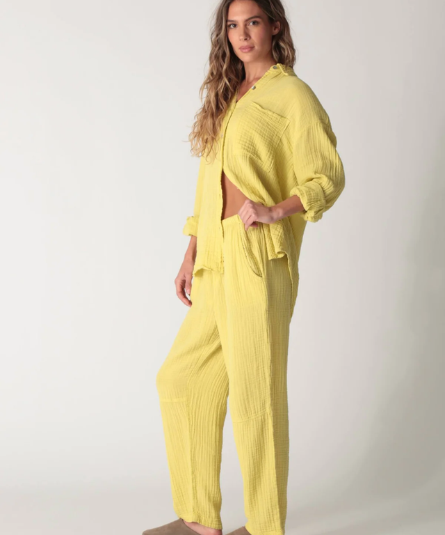 Boyfriend Gauze Shirt- Chartreuse