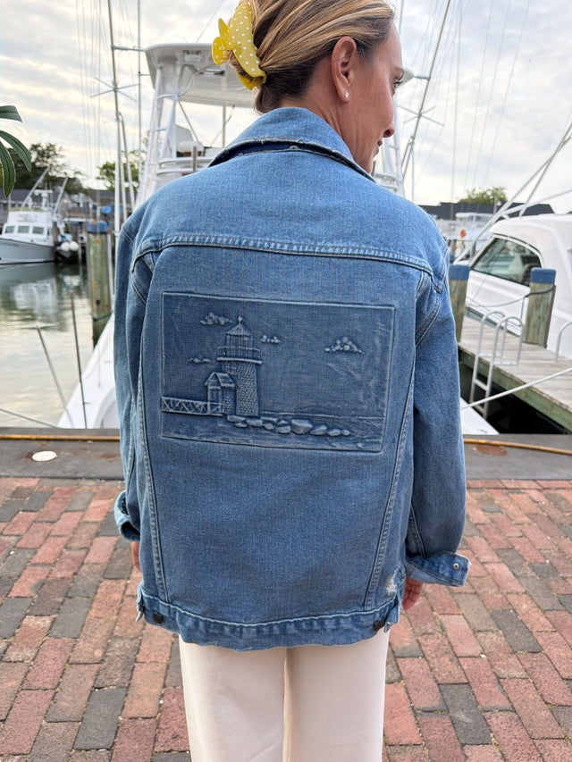Embossed Denim Brant Point Lighthouse Jacket