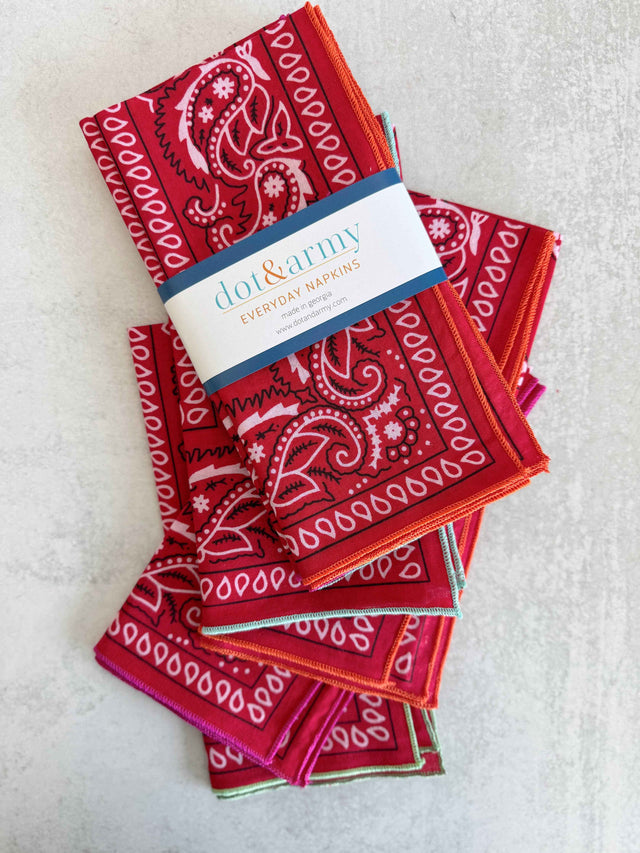 Bandana Cloth Napkins, set of four: White