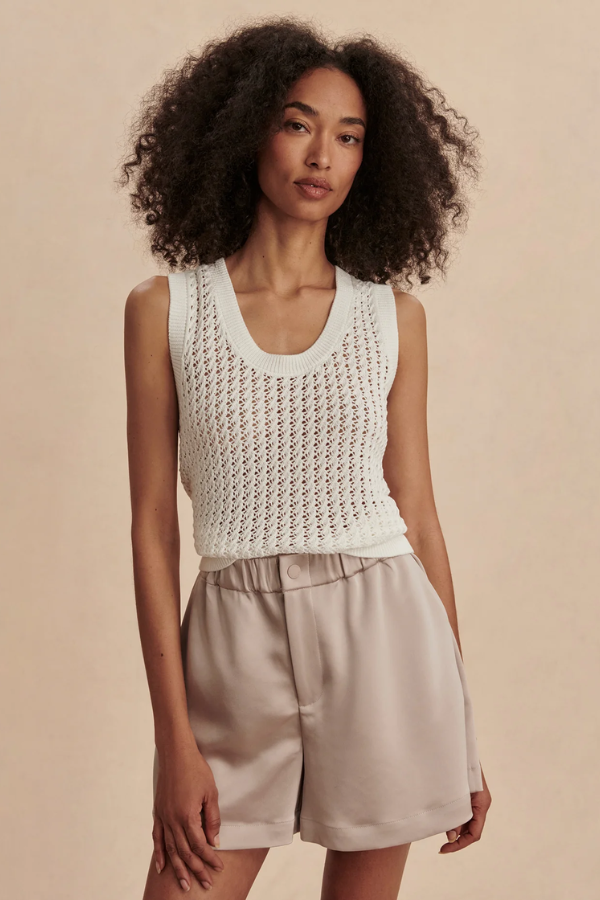 Ferns Open Knit Tank-Snow White