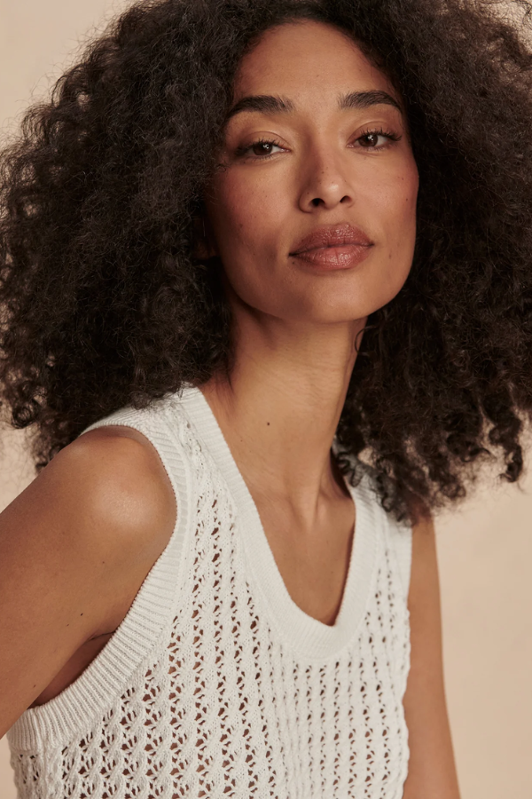 Ferns Open Knit Tank-Snow White