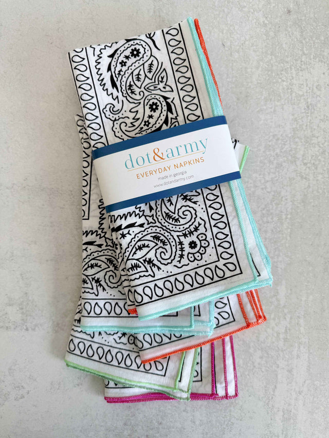 Bandana Cloth Napkins, set of four: White