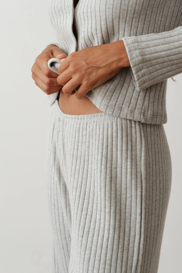 Sweater Rib Simple Pant - Heather Grey