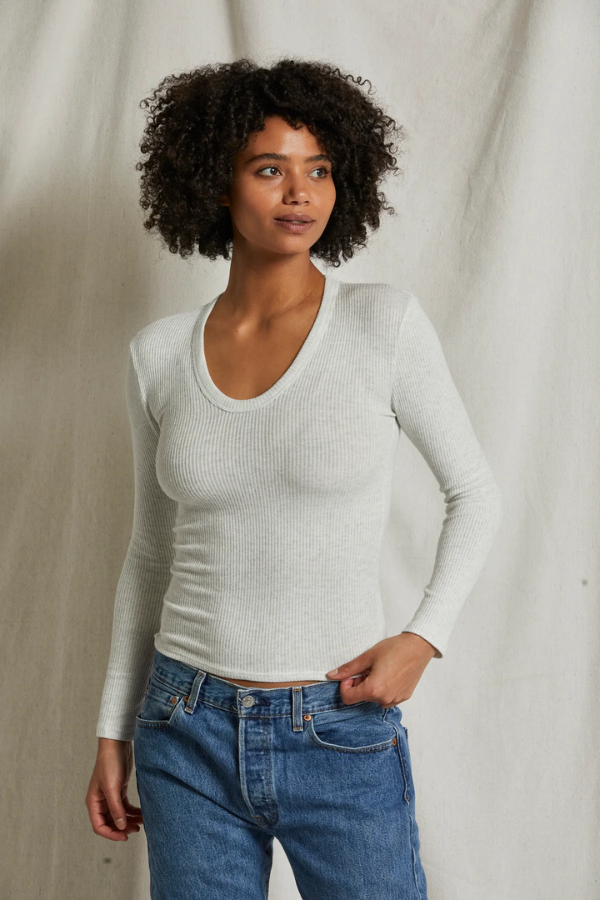 Whitney Sweater Rib U-Neck - Heather