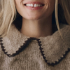 The Crochet Collar Pullover-Oat with Brown