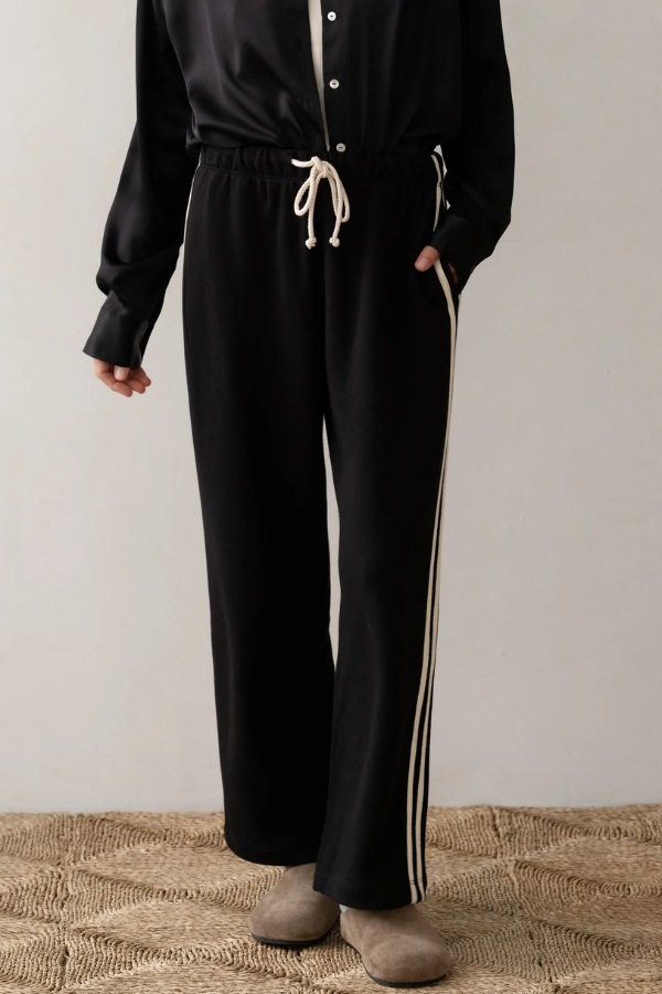 Eco-Terry Stripe Crop Pant - Jet