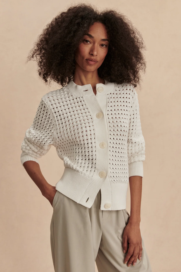 Bettina Textured Knit Jacket-Snow White