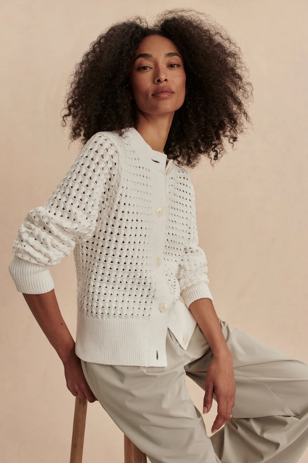 Bettina Textured Knit Jacket-Snow White