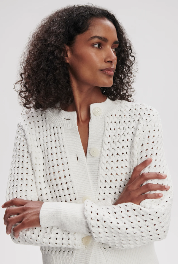 Bettina Textured Knit Jacket-Snow White
