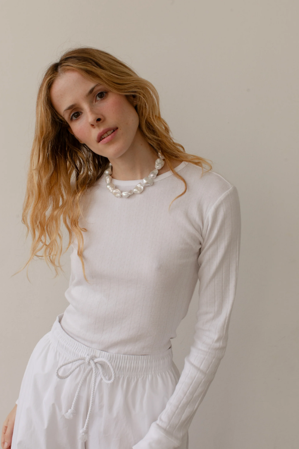The Pointelle Long Sleeve - Powder