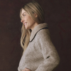 The Crochet Collar Pullover-Oat with Brown