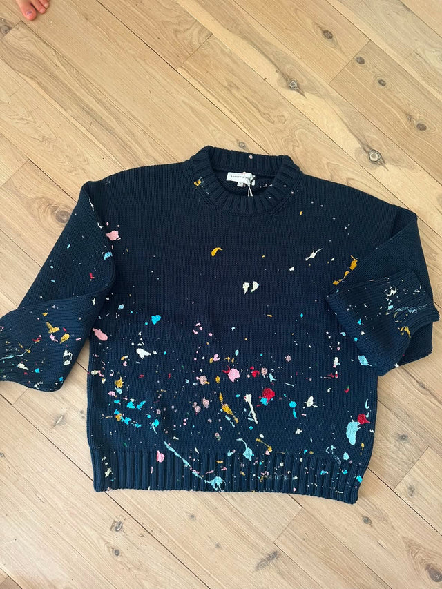 Paint Splatter Sweater in Navy