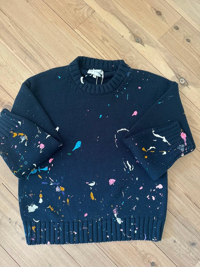 Paint Splatter Sweater in Navy