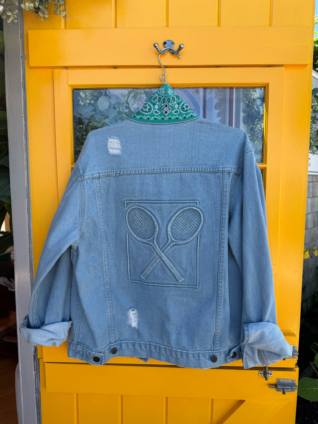 Embossed Denim Tennis Jacket
