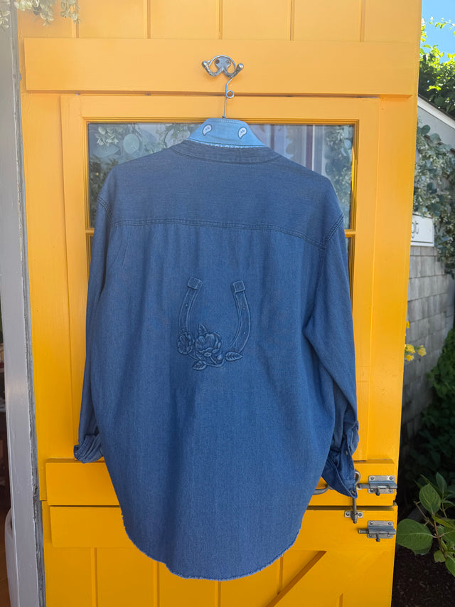 Lightweight Embossed Denim Horseshoe Shirt