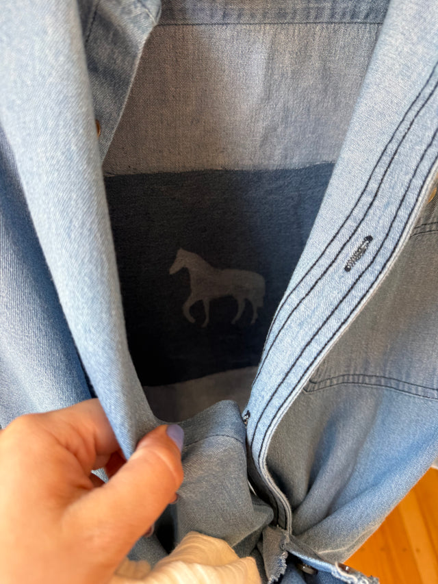 Lightweight Embossed Denim Horseshoe Shirt