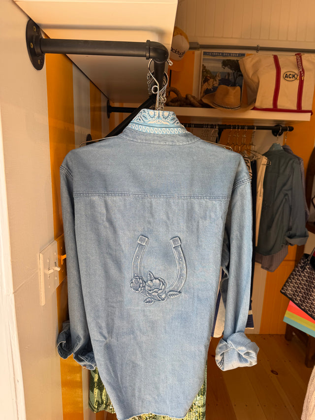 Lightweight Embossed Denim Horseshoe Shirt