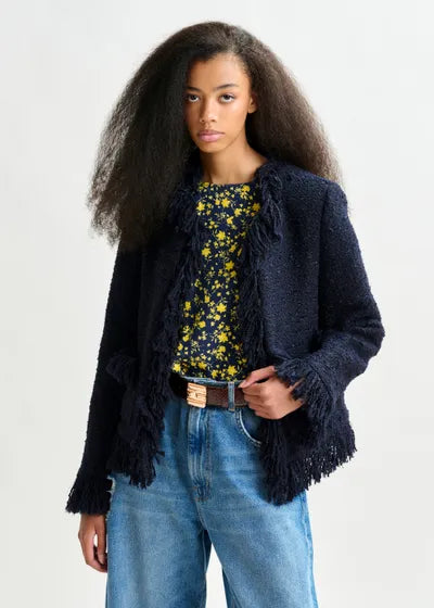 Iskra Fringed Jacket - Navy