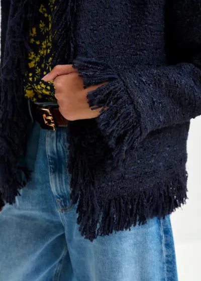Iskra Fringed Jacket - Navy