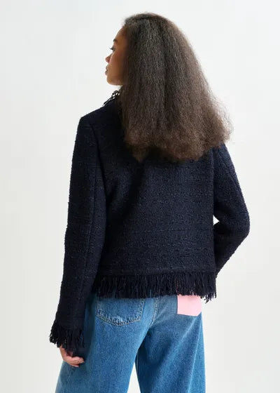 Iskra Fringed Jacket - Navy