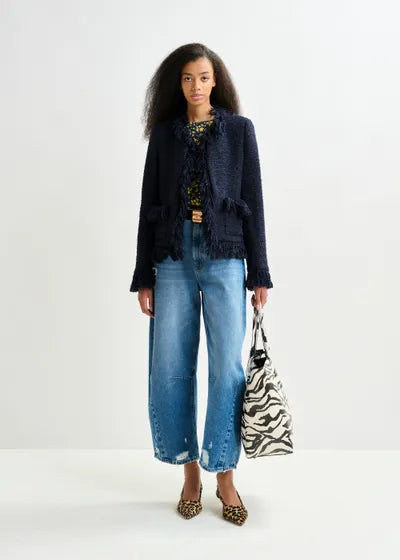 Iskra Fringed Jacket - Navy