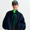 Oversized Wool Bomber Jacket - Navy