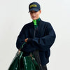 Oversized Wool Bomber Jacket - Navy