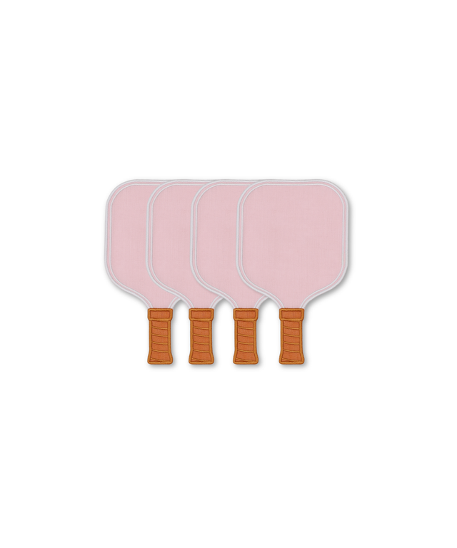 Pink Pickleball Paddle Linen Cocktail Napkins - Set of 4