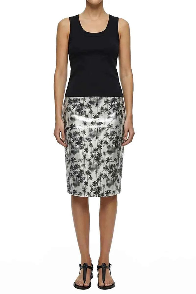Black Palms Pencil Skirt