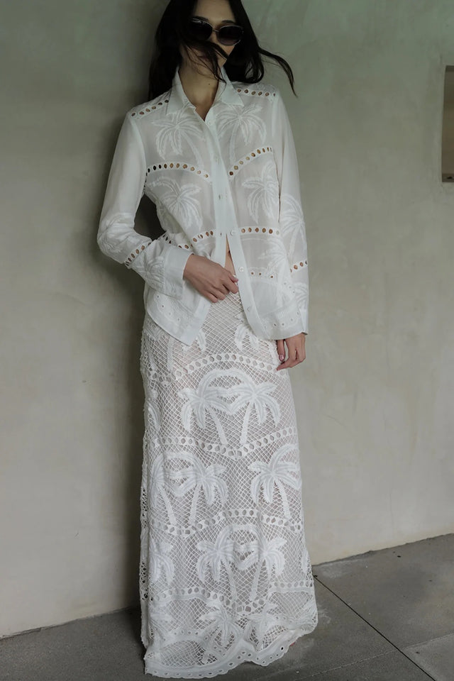 Ex Boyfriend Shirt- White Bohemian Palms