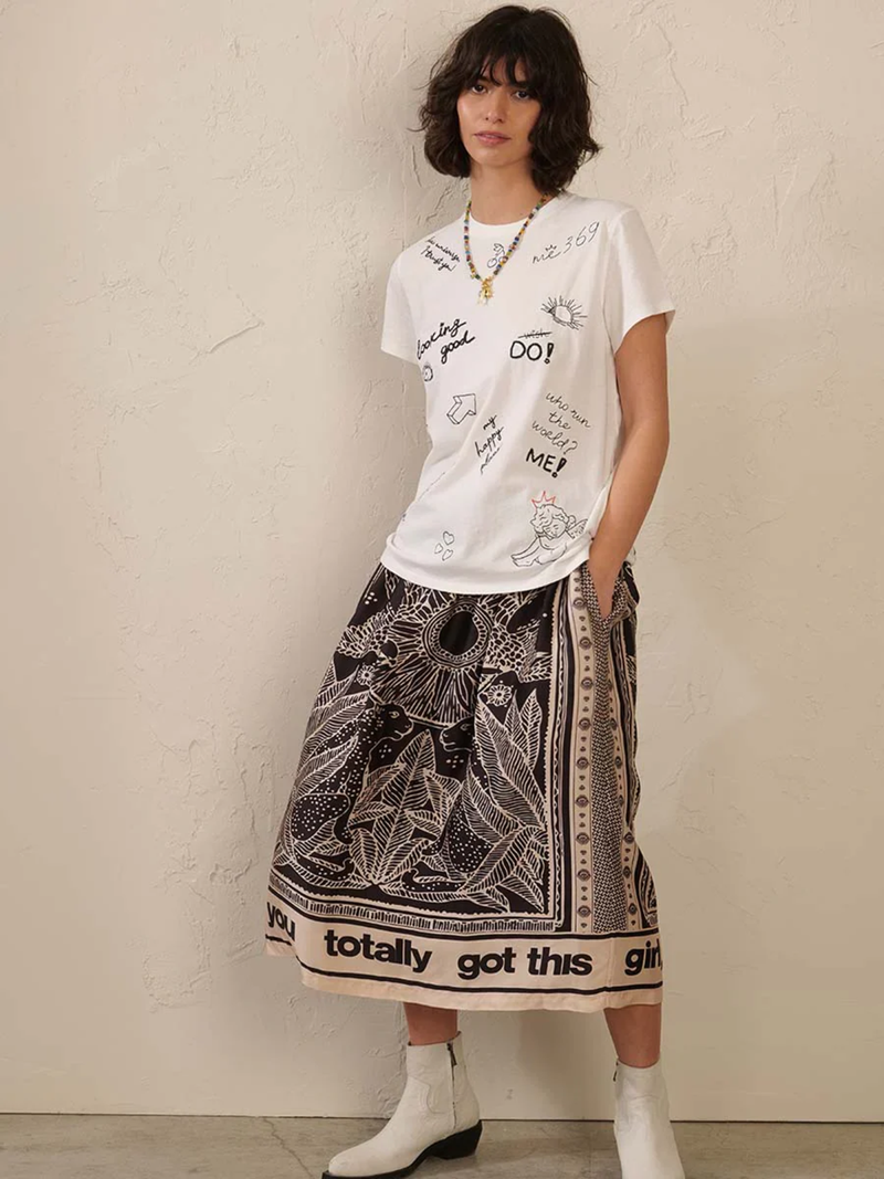 Rosalee Printed Skirt in Mystic
