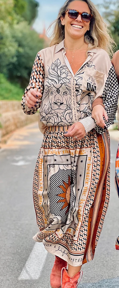 Rosalee Tattoo Midi Skirt